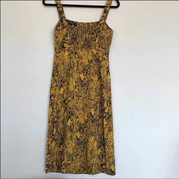 New Evereve sanctuary gold and black snakeskin midi sundress - Picture 2 of 14